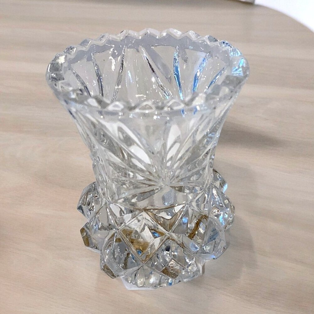 Vintage Clear Cut Crystal Glass Toothpick Holder *read*